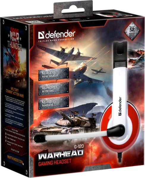 Компьютерная гарнитура Defender Warhead G-120 стерео белый/красный